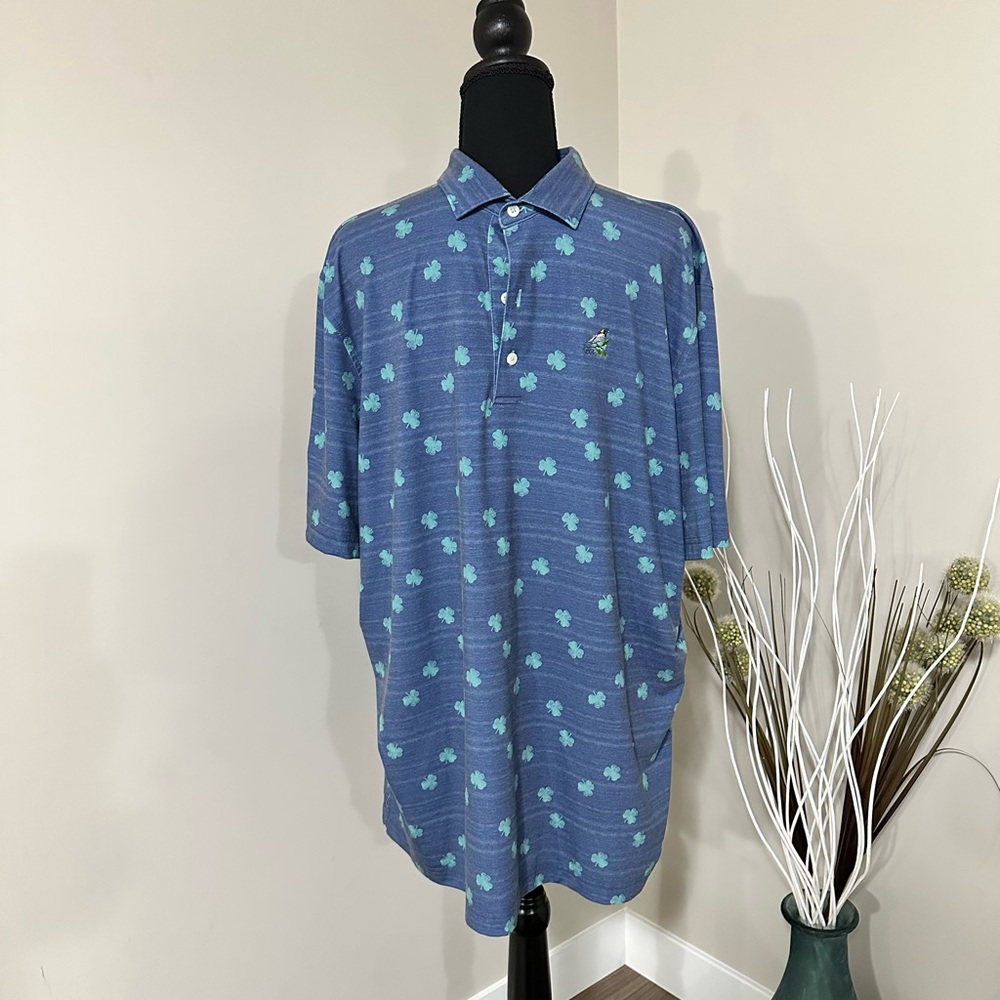 johnnie-O Blue Shamrock Golf Shirt